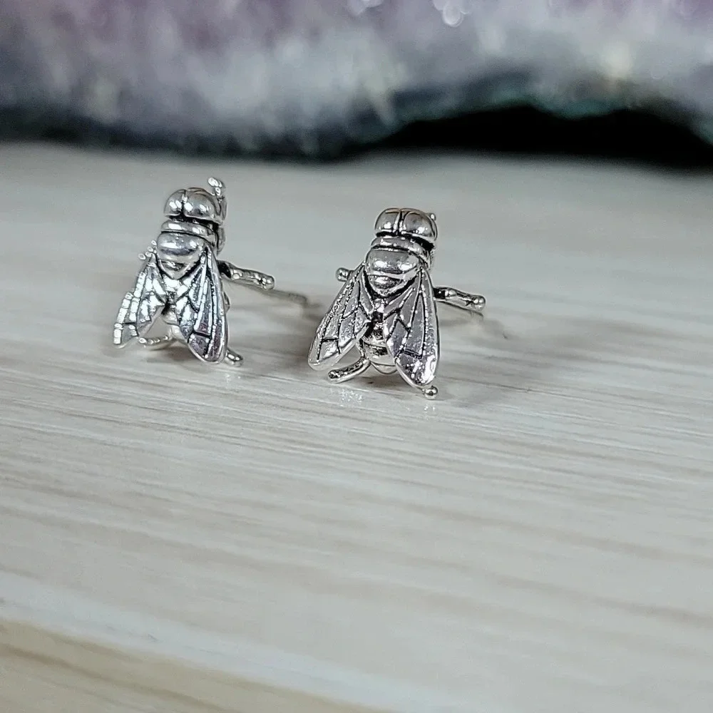 Housefly Stud Earrings, unisex
